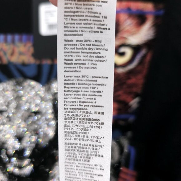 NWT ROBERTO CAVALLI Graphic Men's T-Shirt Beaded Animals Never Give Up LARGE - Picture 8 of 8